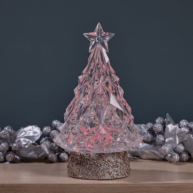 Cracker Barrel Clear Tree Glitter Globe