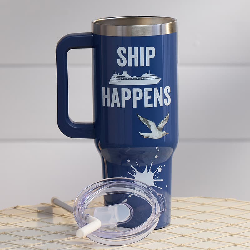 Cracker Barrel Ship Happens 40 Oz. Tumbler with Handle