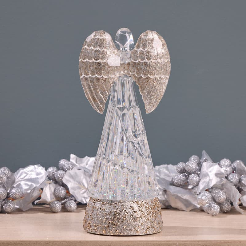 Cracker Barrel Angel Gold Wings Glitter Globe