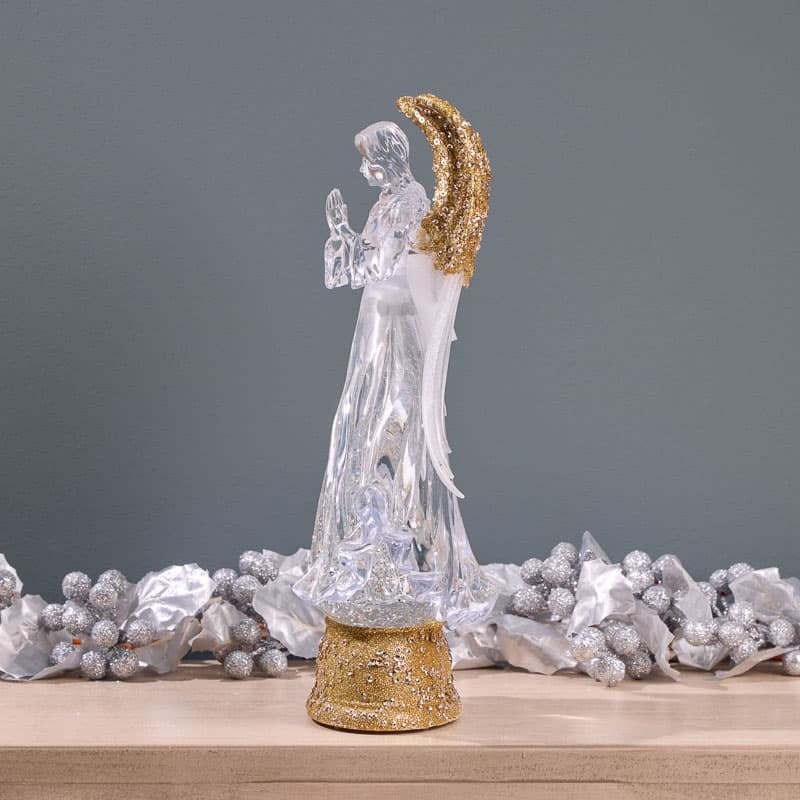 Cracker Barrel Gold Angel Glitter Globe