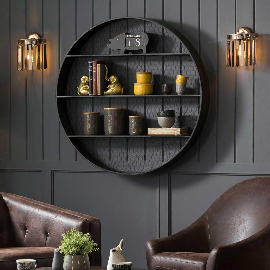 Cracker Barrel Round Metal Wall Shelves