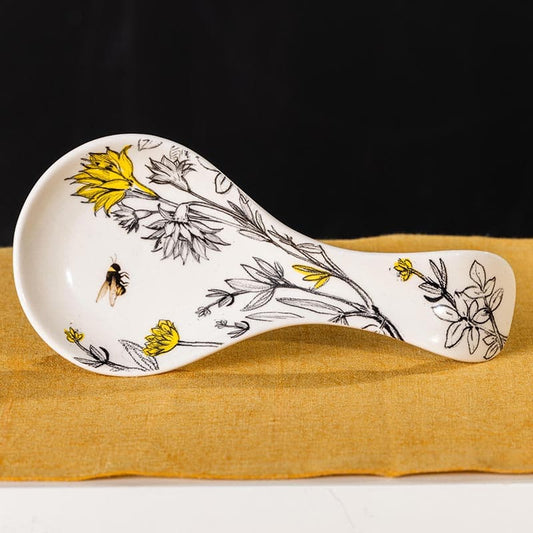 Cracker Barrel Floral Stoneware Spoon Rest