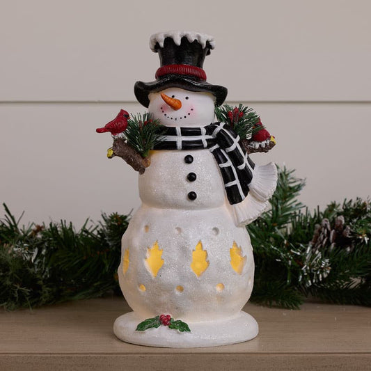 Cracker Barrel LED Snowman With Black Scarf