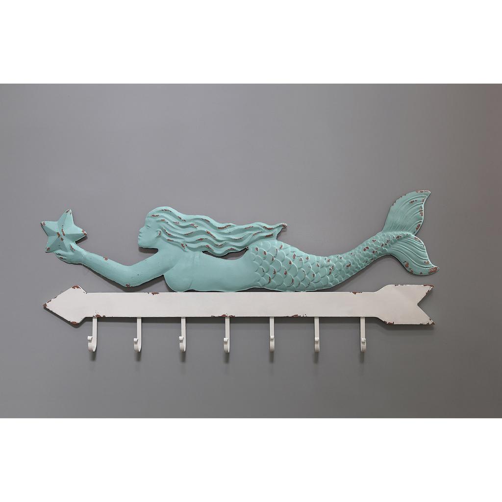 Cracker Barrel Metal Mermaid Wall Decor with 7 Hooks