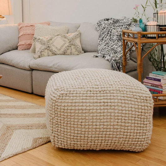 Cracker Barrel New Zealand Wool and Cotton Pouf