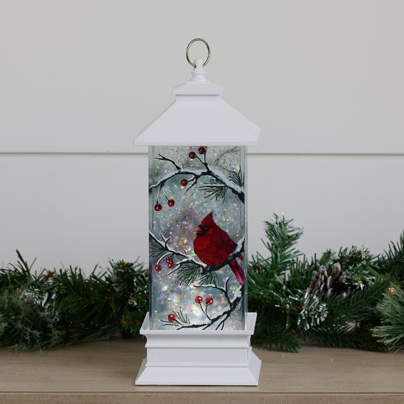 Cracker Barrel Cardinal Lantern Glitter Globe