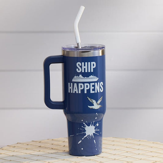 Cracker Barrel Ship Happens 40 Oz. Tumbler with Handle