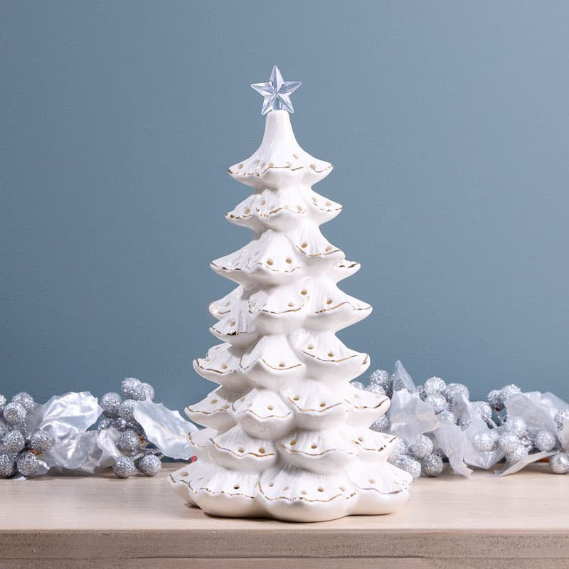 Cracker Barrel LED White Ceramic Tree