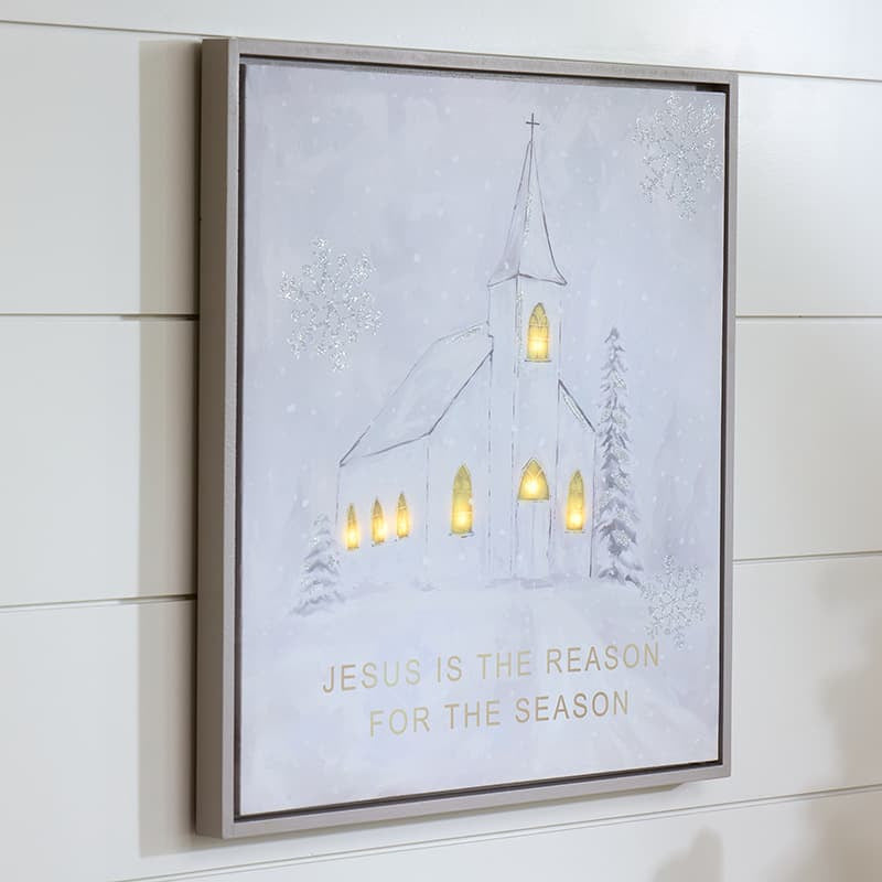 Cracker Barrel Lighted Church Jesus Is Reason Canvas