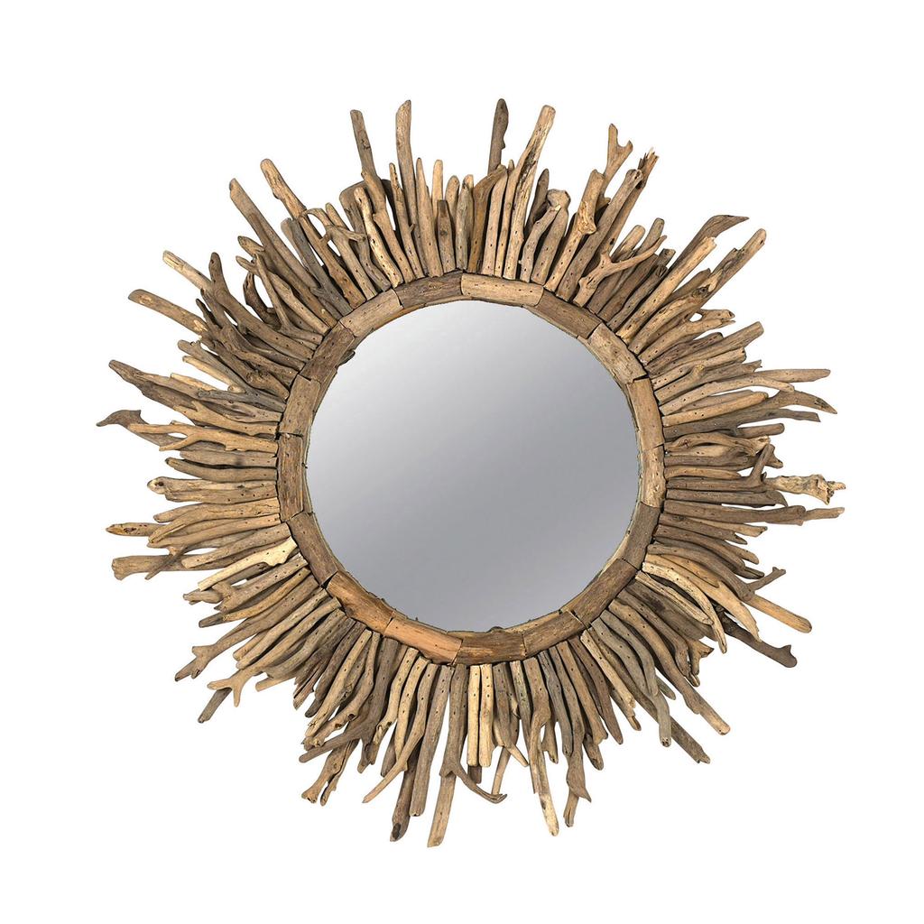 Cracker Barrel Round Driftwood Sunburst Mirror