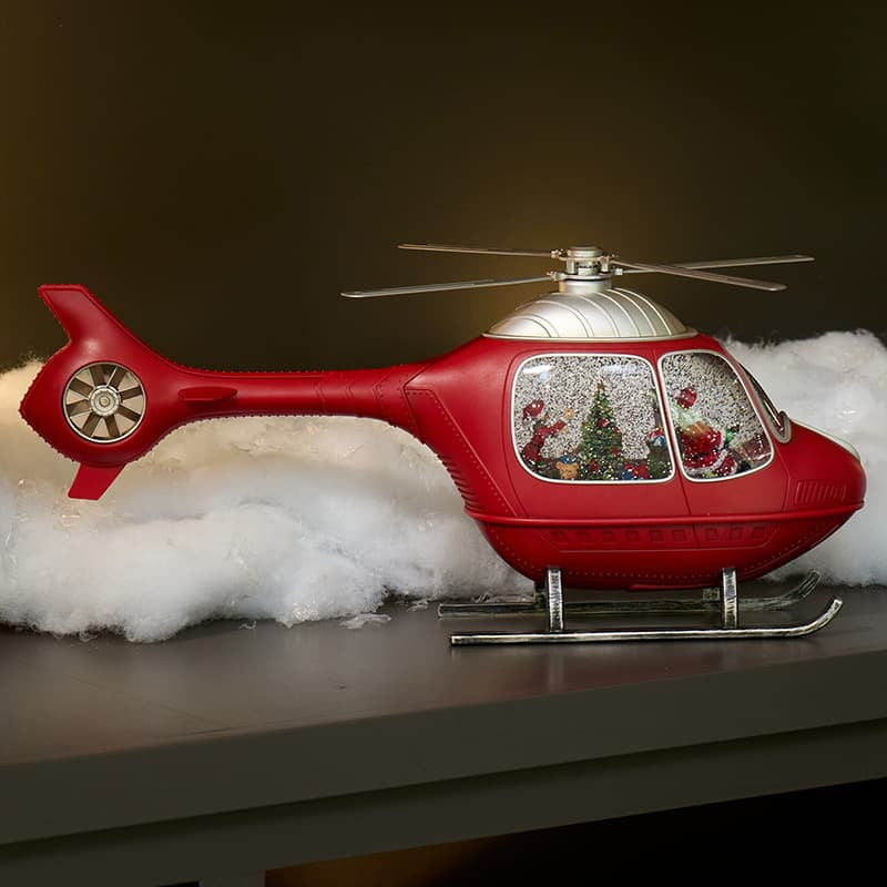 Cracker Barrel Santa's Helicopter Glitter Globe