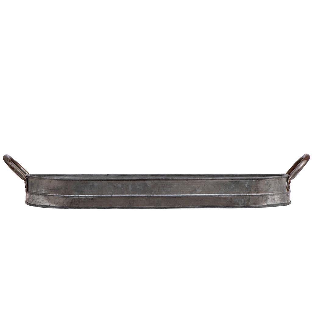 Cracker Barrel Galvanized Metal Tray with Handles