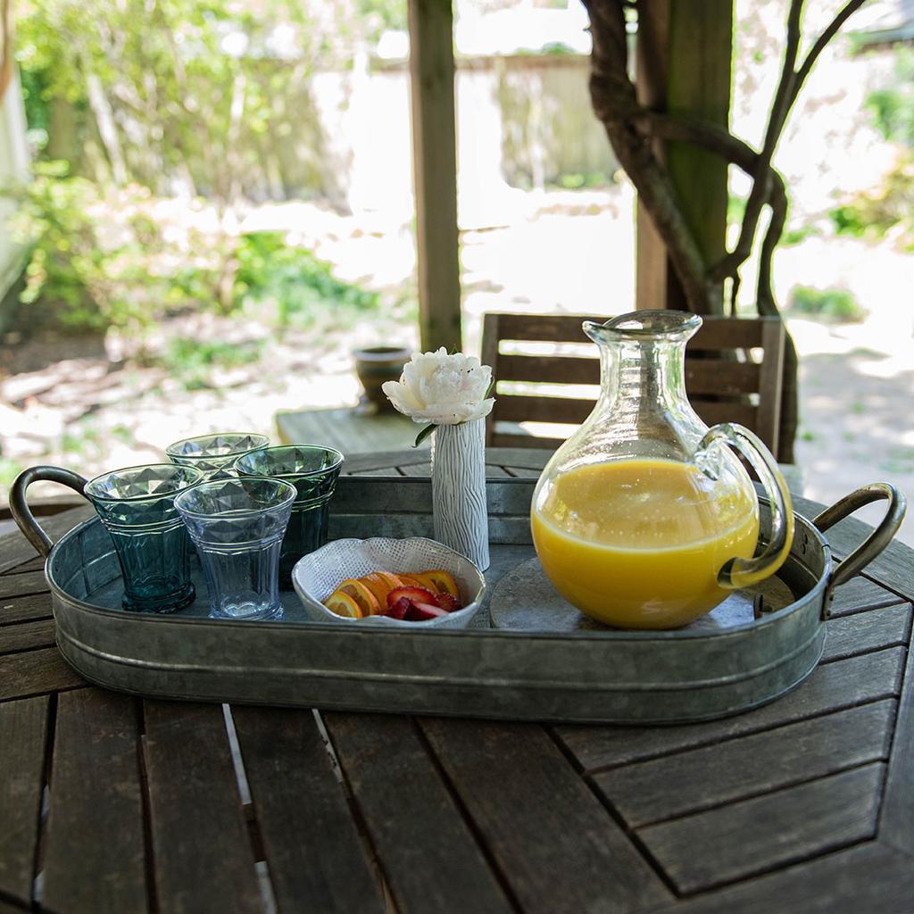 Cracker Barrel Galvanized Metal Tray with Handles