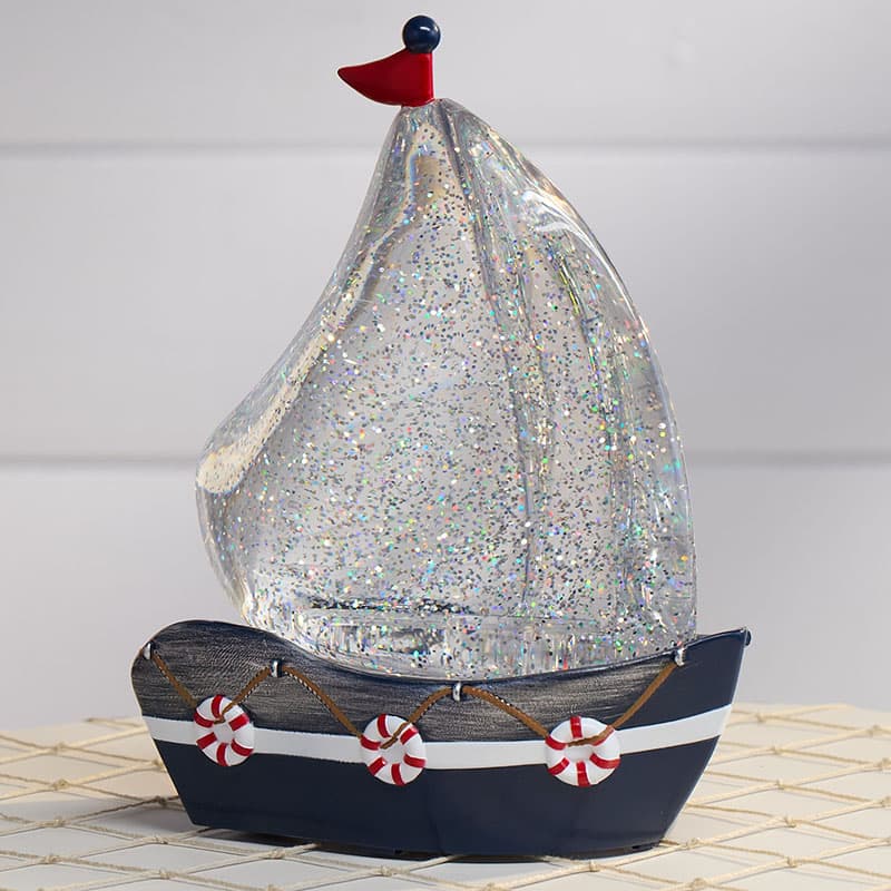 Cracker Barrel Sailboat Glitter Globe