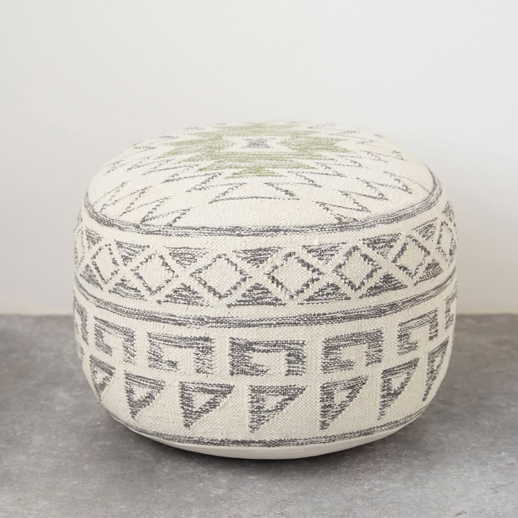 Cracker Barrel Wool Blend Kilim Pouf