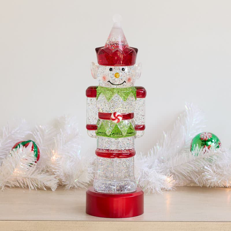 Cracker Barrel Nutcracker Elf Glitter Globe