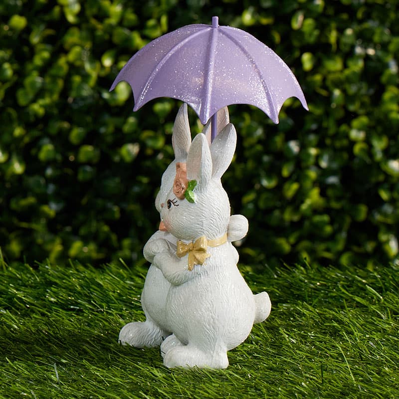 Cracker Barrel Bunny Couple with Umbrella Figurine