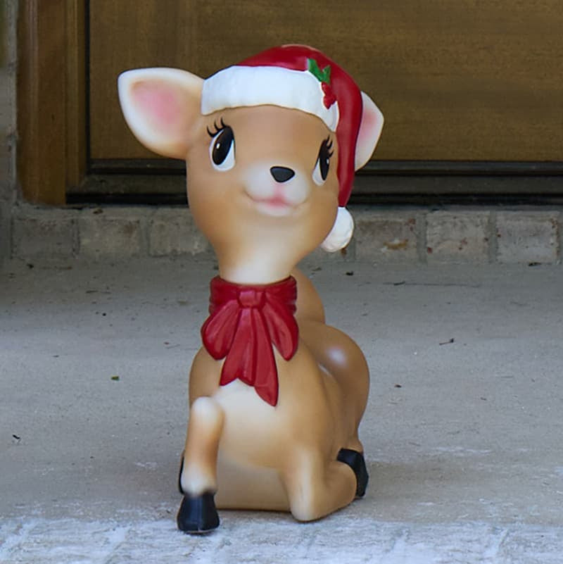 Cracker Barrel Laying Reindeer Girl Blow Mold