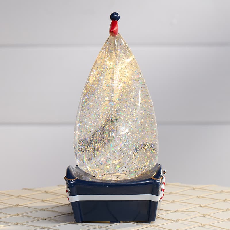 Cracker Barrel Sailboat Glitter Globe