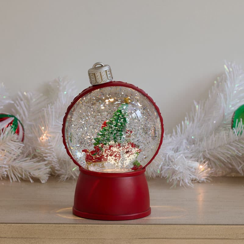 Cracker Barrel Elf Sleigh Glitter Globe