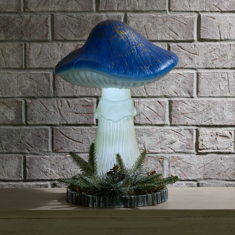 Cracker Barrel Light Up Blue Mushroom Blow Mold