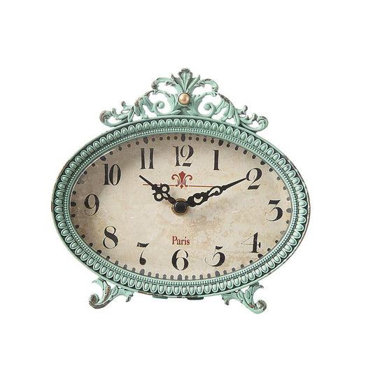 Cracker Barrel Aqua Metal Mantle Clock