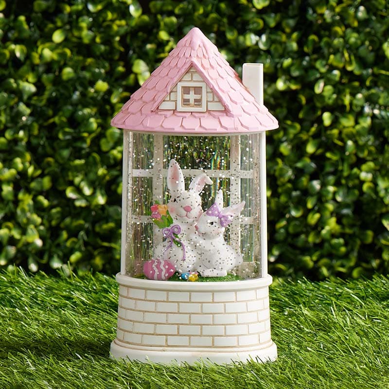 Cracker Barrel Bunny House Glitter Globe