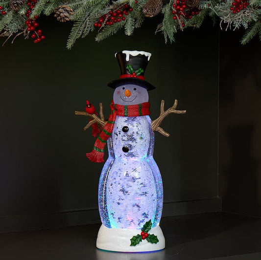 Cracker Barrel Snowman Glitter Globe with Adapter