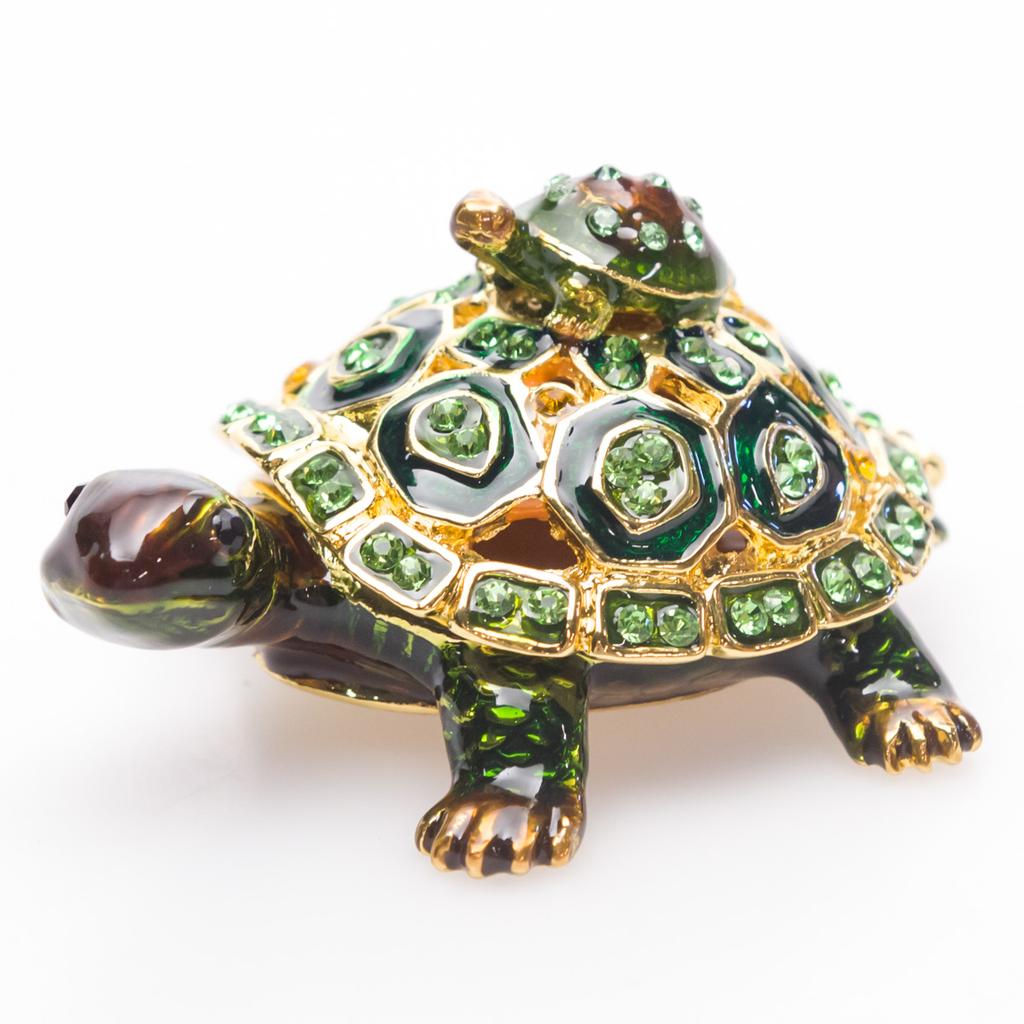 Cracker Barrel Decorative Turtle With Baby Box