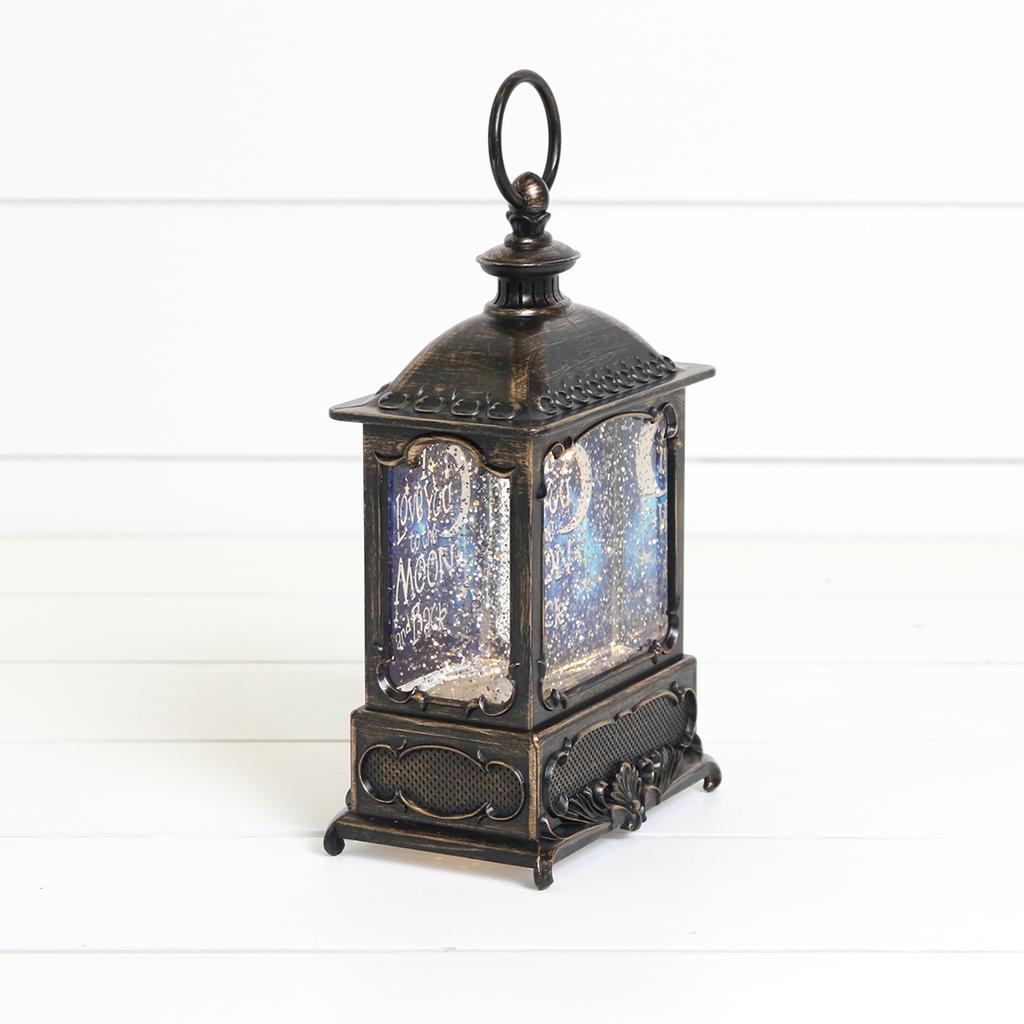 Cracker Barrel Moon and Back Glitter Globe Lantern