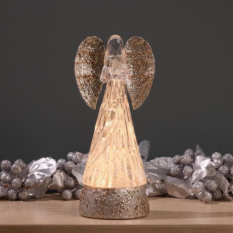 Cracker Barrel Angel Gold Wings Glitter Globe