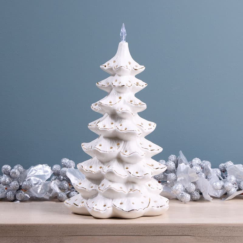 Cracker Barrel LED White Ceramic Tree