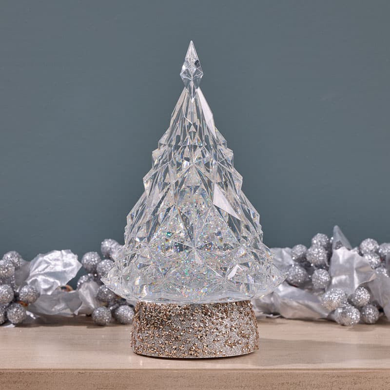 Cracker Barrel Clear Tree Glitter Globe