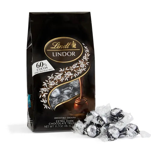 Lindt Chocolate 60% Extra Dark Chocolate LINDOR Truffles 75-pc Bag (31.7 oz)