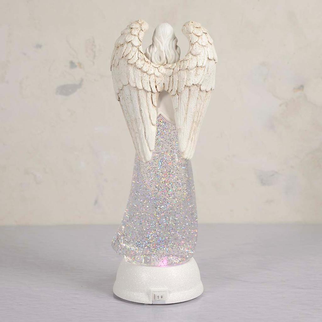 Cracker Barrel Acrylic Angel Shaped Glitter Globe