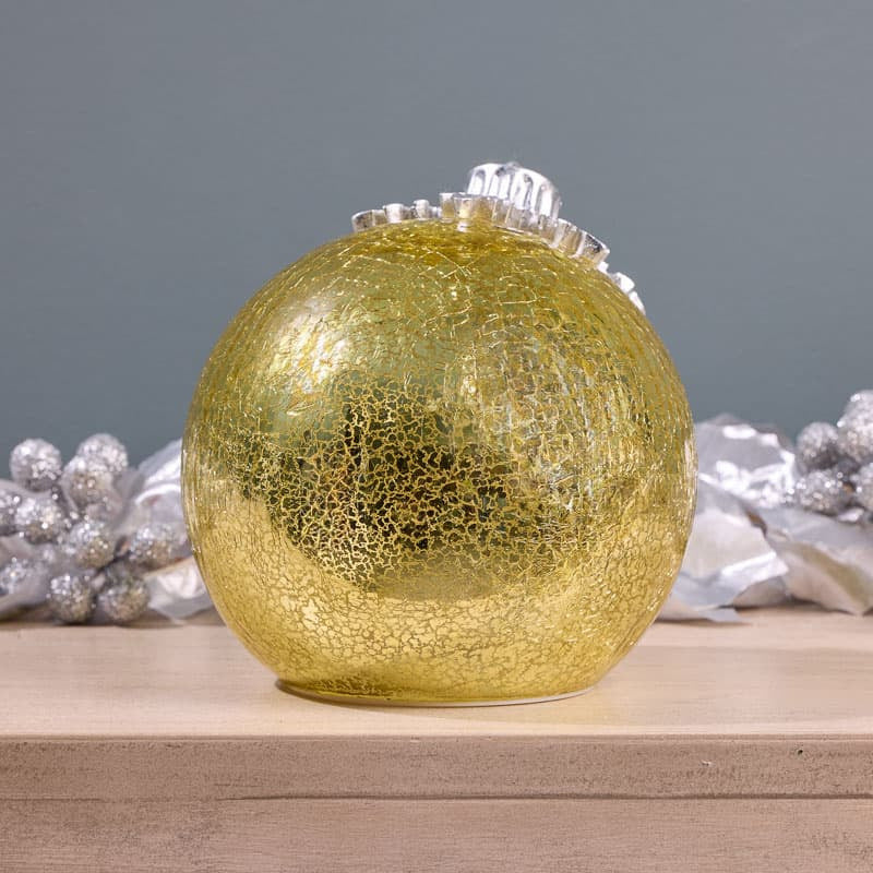 Cracker Barrel Small LED Gold Glass Ornament Decor