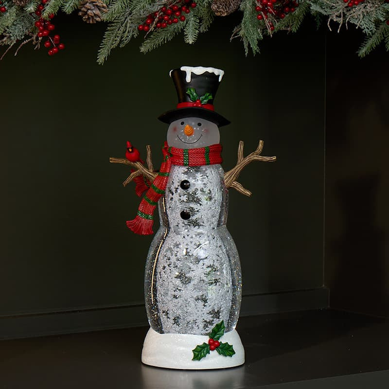 Cracker Barrel Snowman Glitter Globe with Adapter