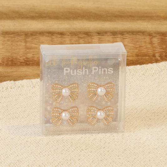 Cracker Barrel Set Of 4 Pearl Diamond Pushpins