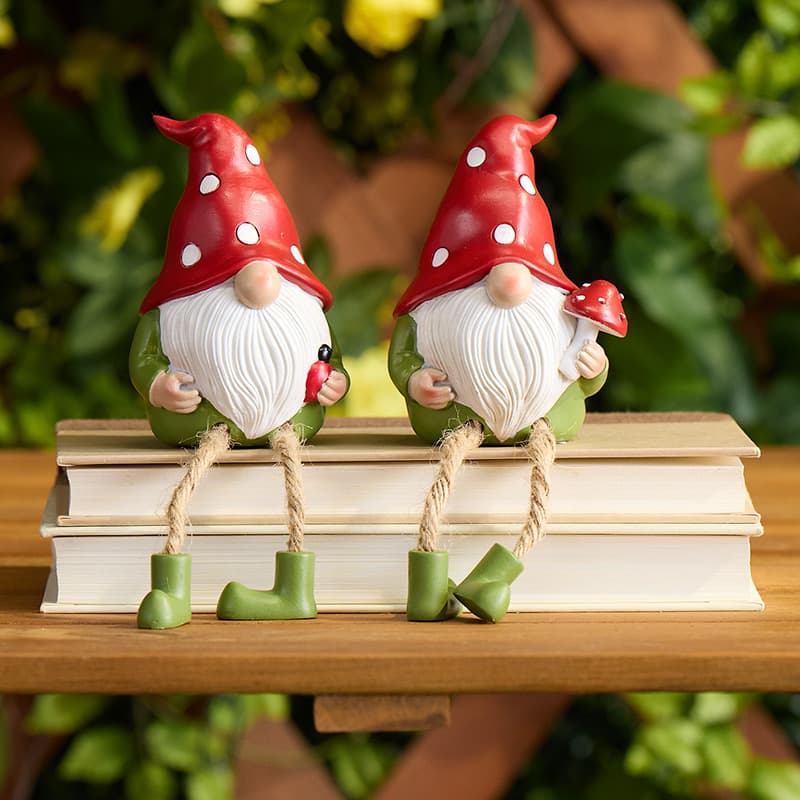 Cracker Barrel Gnome with Ladybug Shelf Sitter