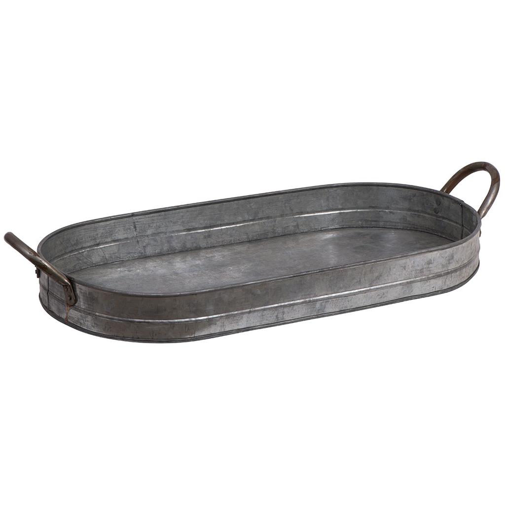 Cracker Barrel Galvanized Metal Tray with Handles