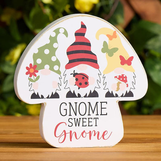 Cracker Barrel Gnome Sweet Gnome Block Sign