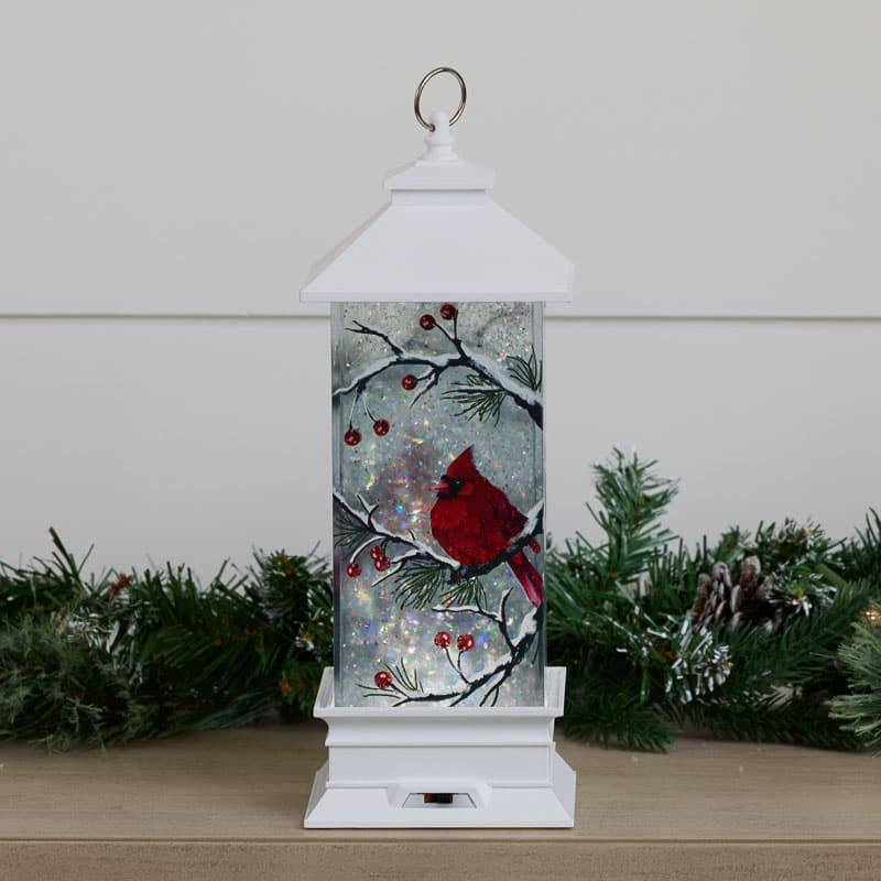 Cracker Barrel Cardinal Lantern Glitter Globe