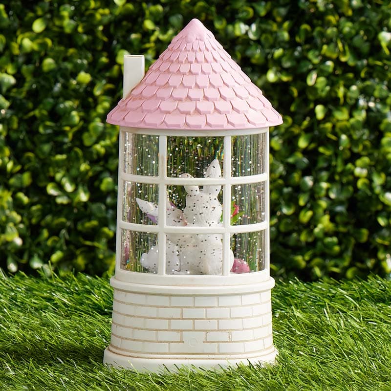 Cracker Barrel Bunny House Glitter Globe