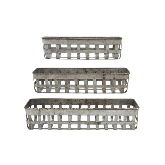 Cracker Barrel Iron Open Weave Baskets - Set of 3