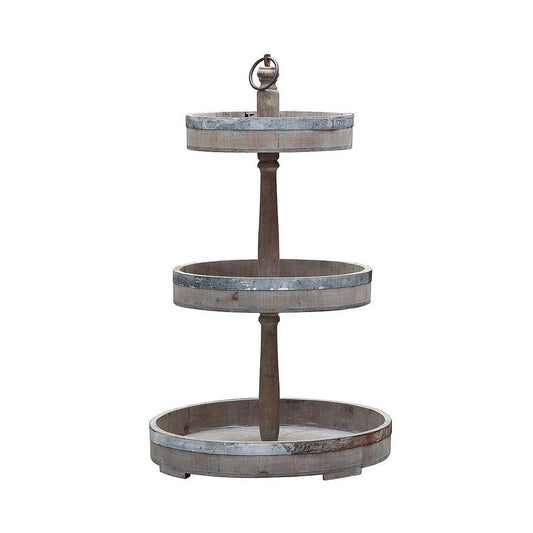 Cracker Barrel Decorative Wood and Metal 3-Tier Tray