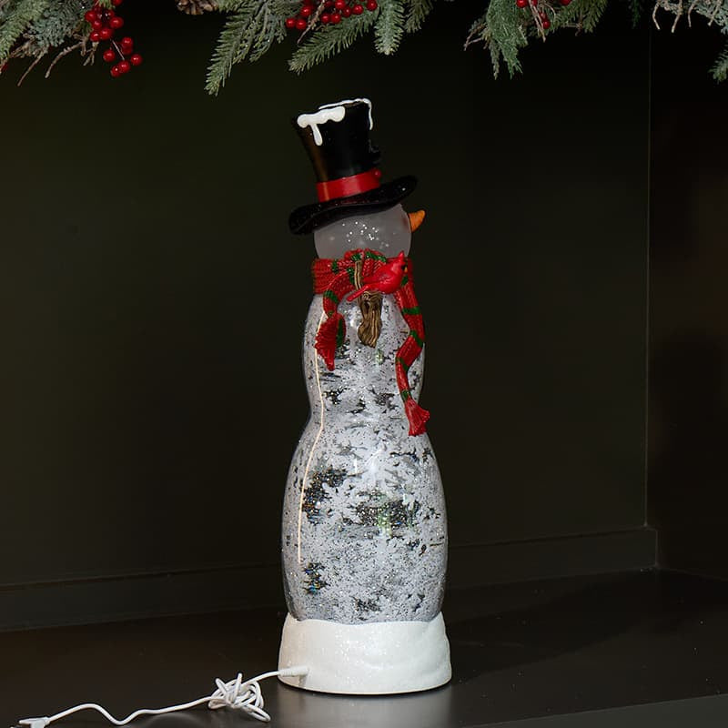 Cracker Barrel Snowman Glitter Globe with Adapter