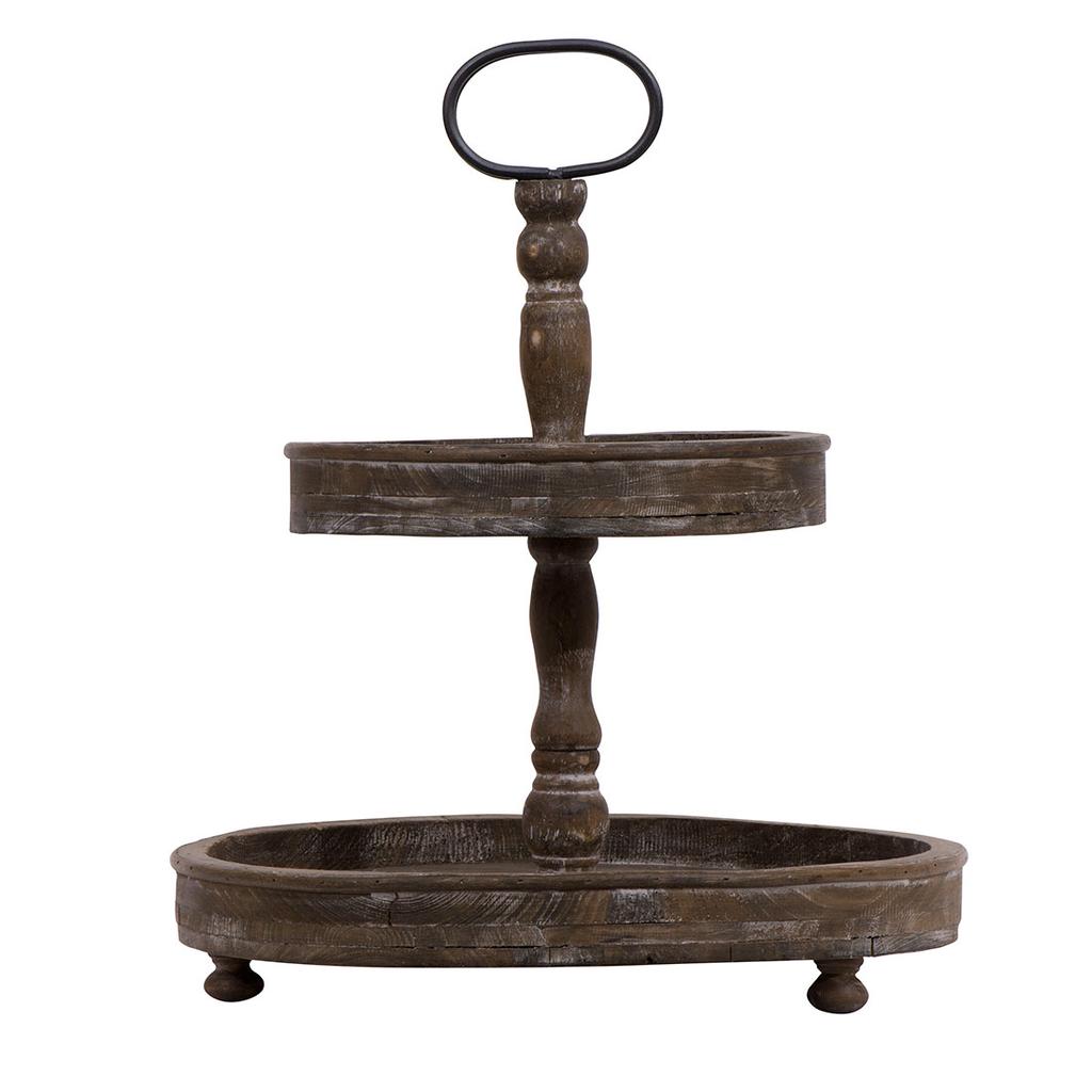 Cracker Barrel Decorative Wood 2 - Tier Tray