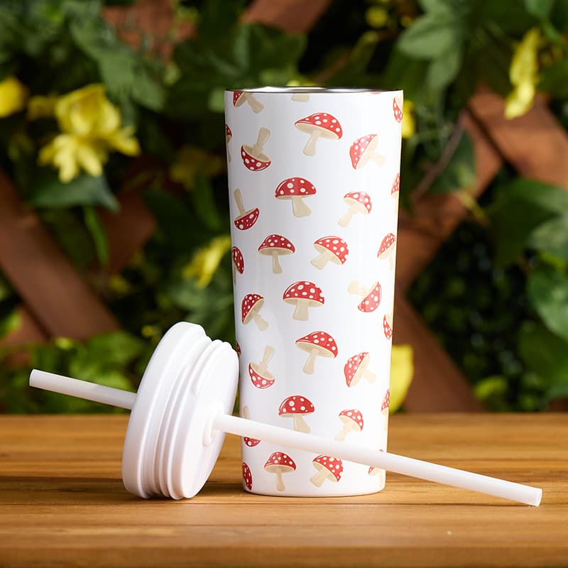 Cracker Barrel Mushroom 22 Oz. Tumbler with Straw