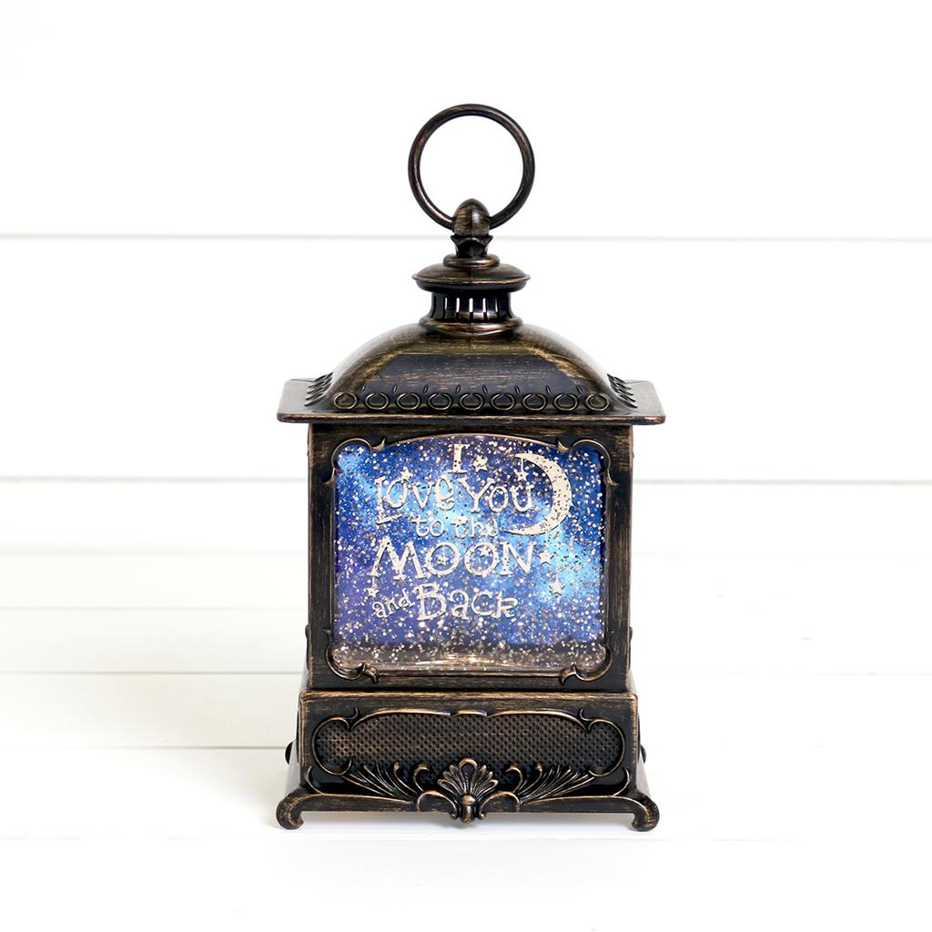 Cracker Barrel Moon and Back Glitter Globe Lantern