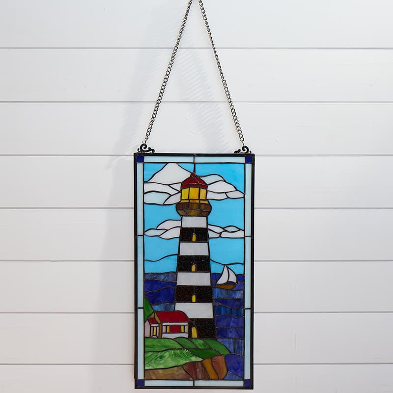 Cracker Barrel Stained Glass Lighthouse Wall Decor